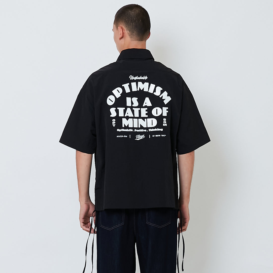 Men Printed Oversized Shirt - Black - SM2602018B
