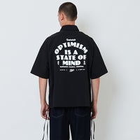 Men Printed Oversized Shirt - Black - SM2602018B