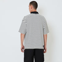 Men Oversized Stripe Polo Tee - Off White - SM2602020A