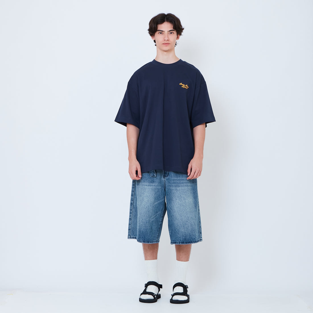 Men Wide Leg Jorts - Light Blue - SM2602022A