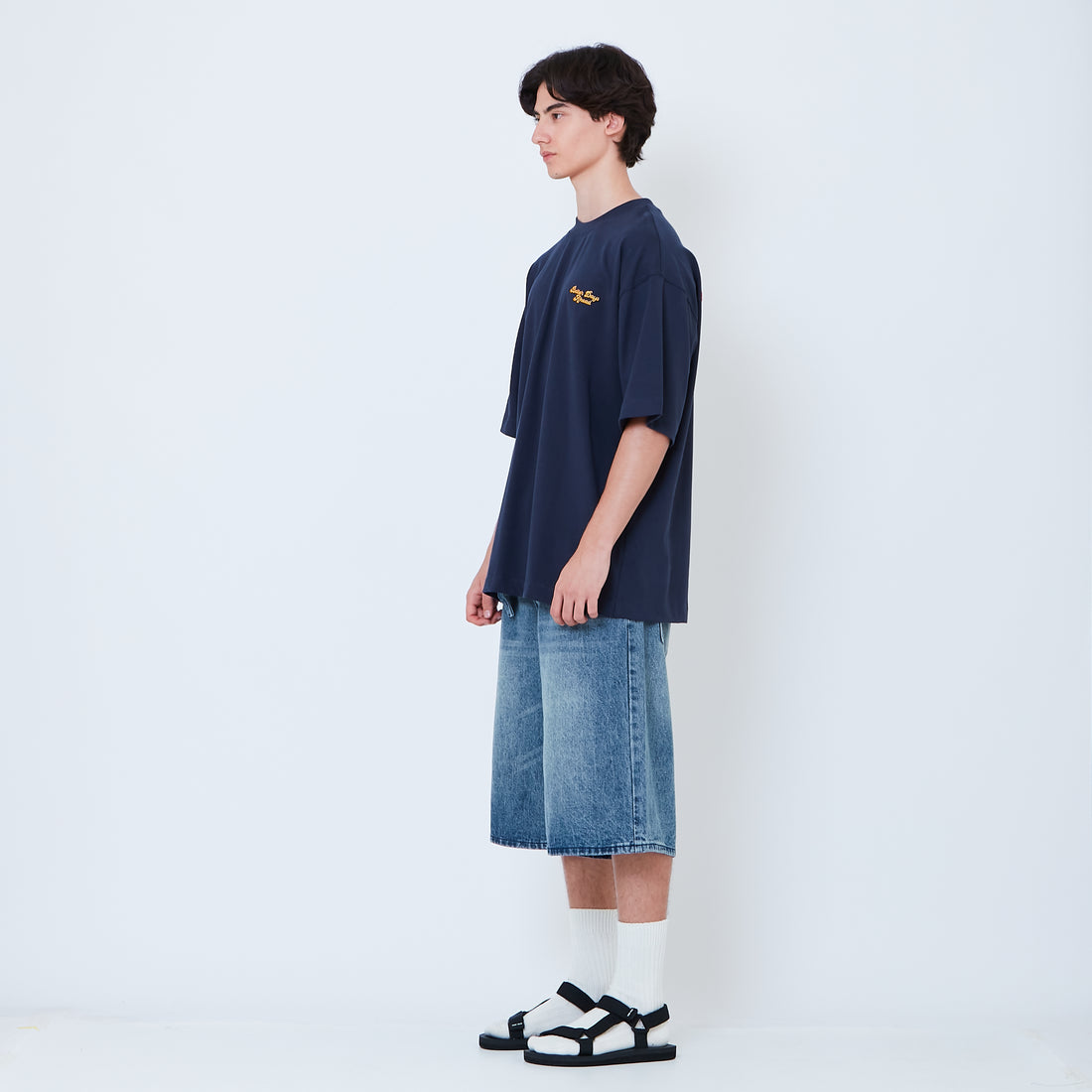 Men Wide Leg Jorts - Light Blue - SM2602022A