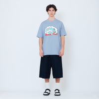 Men Wide Leg Jorts - Dark Blue - SM2602022B