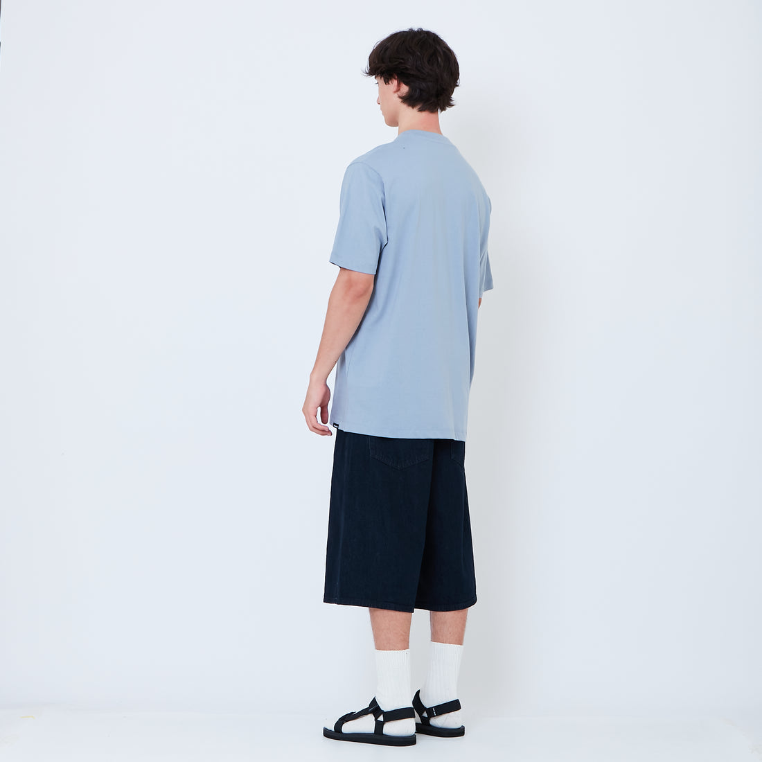 Men Wide Leg Jorts - Dark Blue - SM2602022B