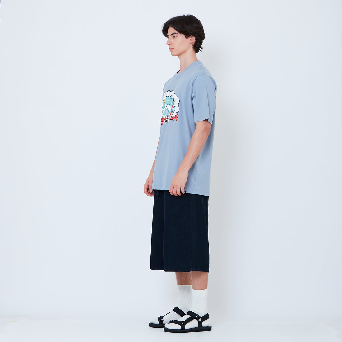 Men Wide Leg Jorts - Dark Blue - SM2602022B