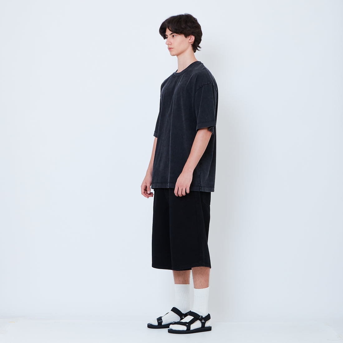 Men Wide Leg Jorts - Black - SM2602022C