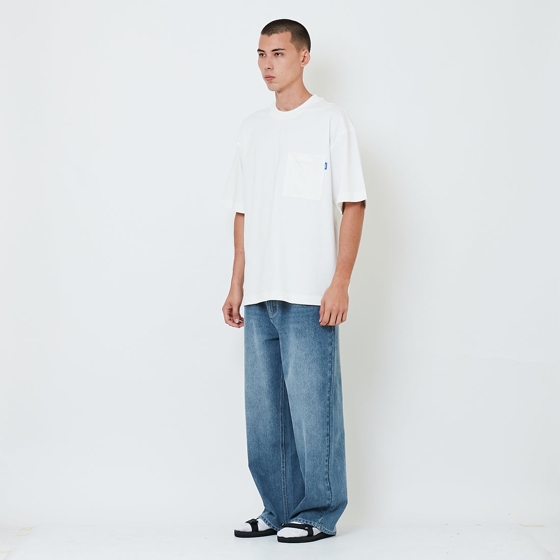 Men Wide Leg Long Jeans - Light Blue - SM2602023A