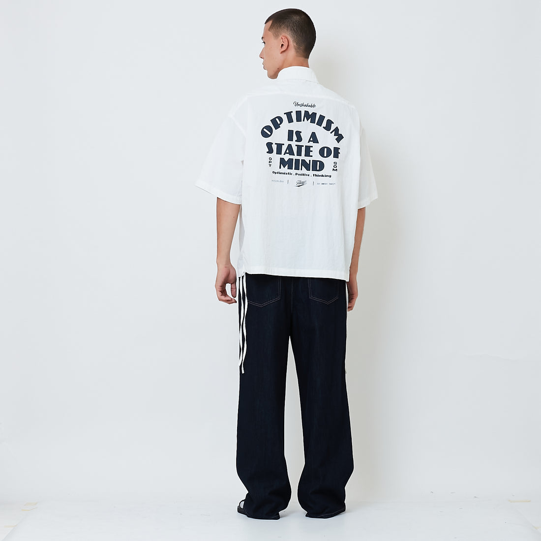 Men Wide Leg Long Jeans - Dark Blue - SM2602023B