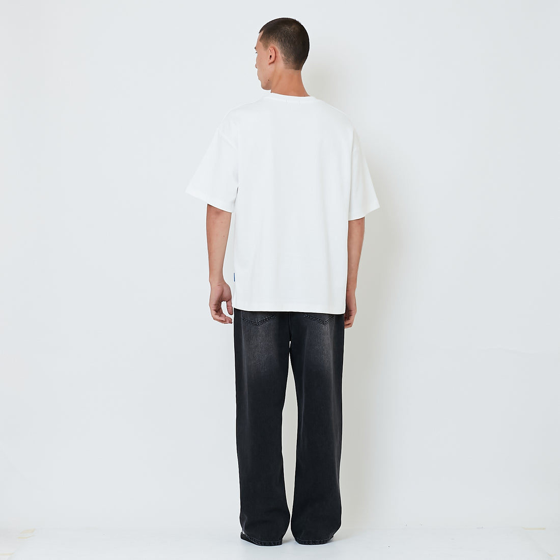Men Wide Leg Long Jeans - Black - SM2602023C