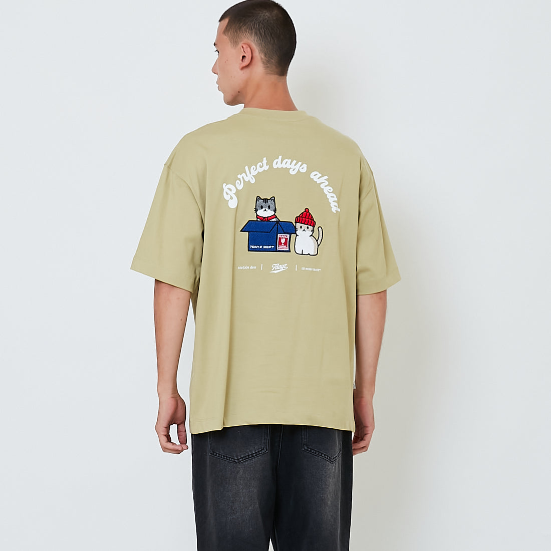 Men Embroidery Oversized Tee - Olive - SM2602025B