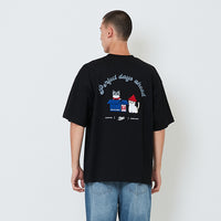 Men Embroidery Oversized Tee - Black - SM2602025D