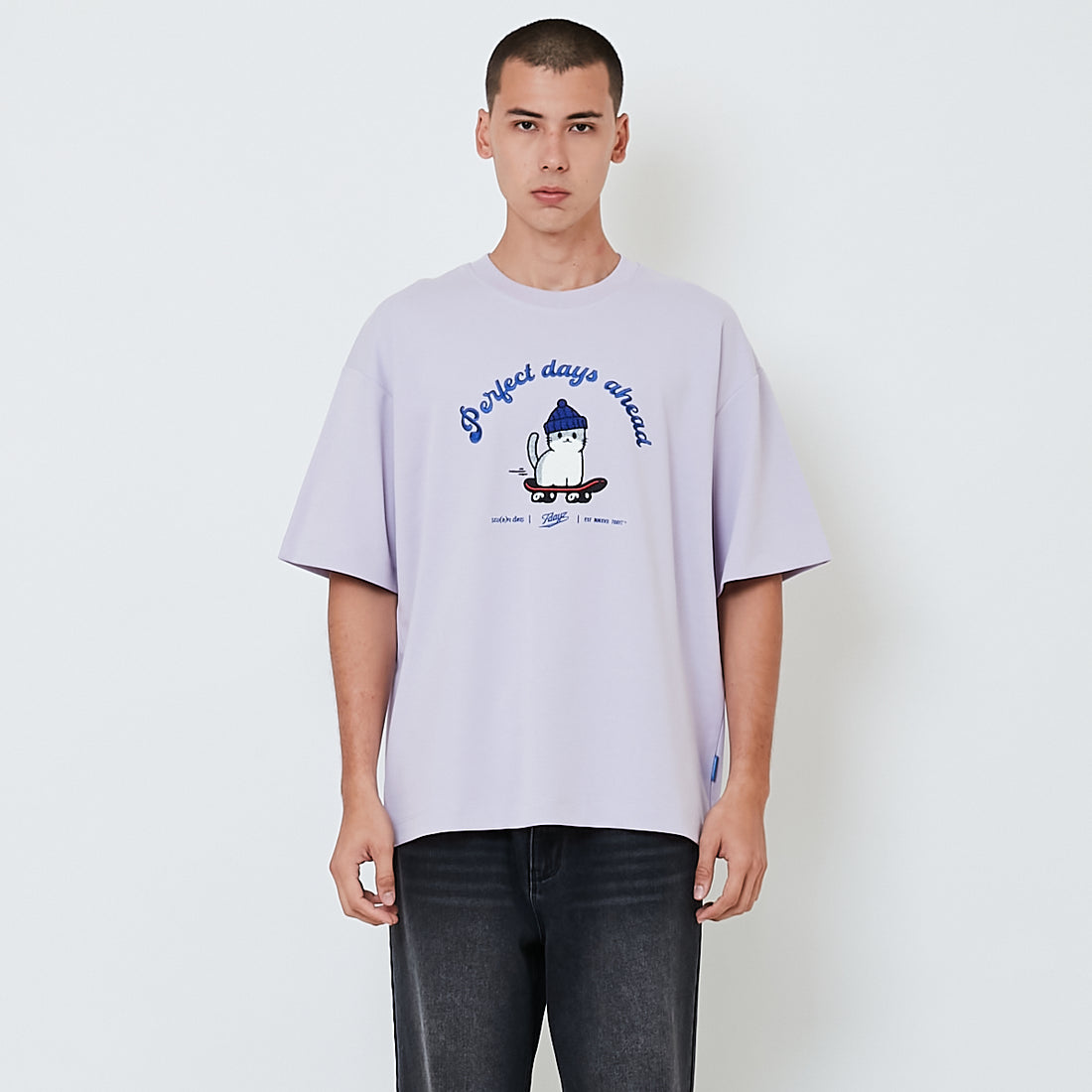 Men Embroidery Oversized Tee - Lilac - SM2602026B