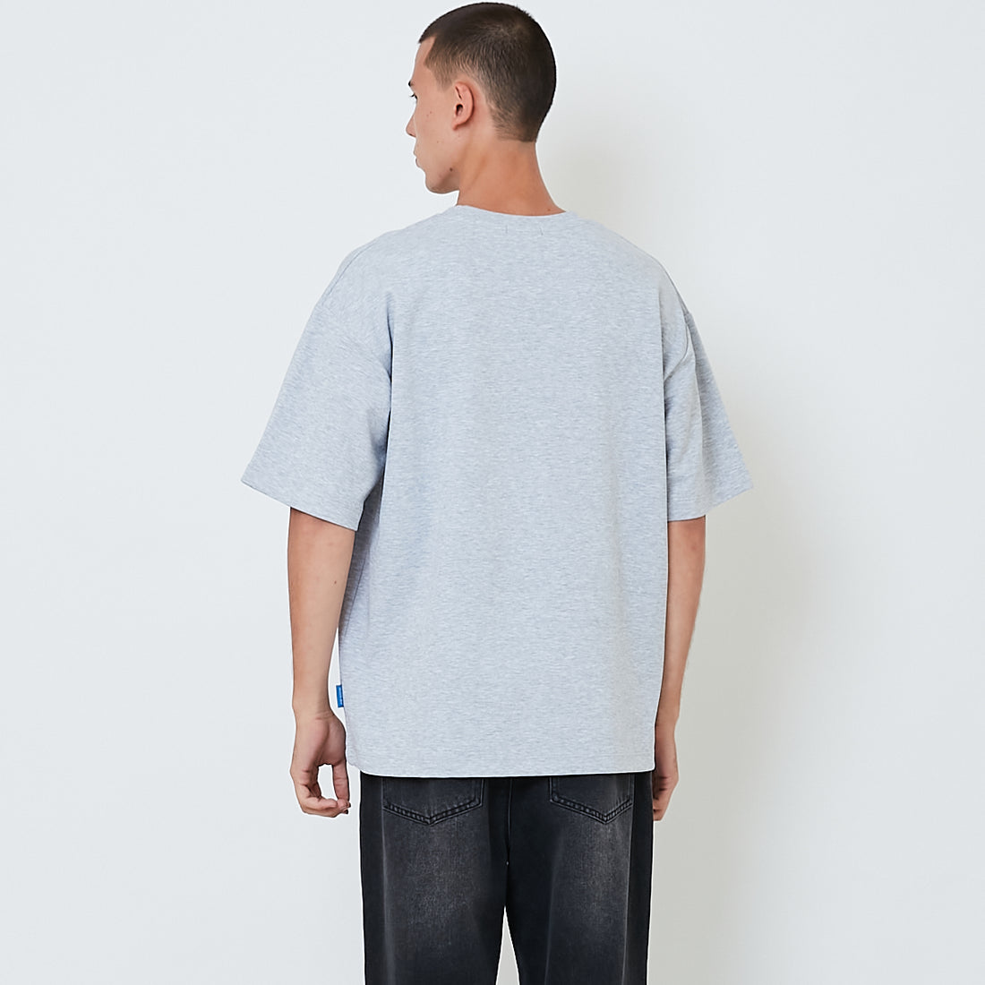 Men Embroidery Oversized Tee - Melange Grey - SM2602026C