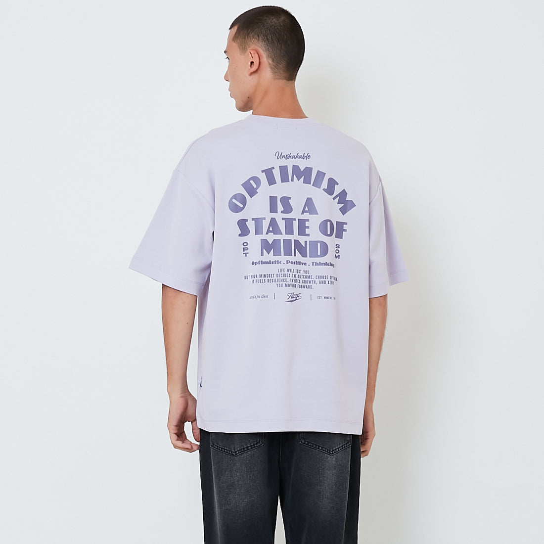 Men Printed Oversized Tee - Lilac - SM2602027B