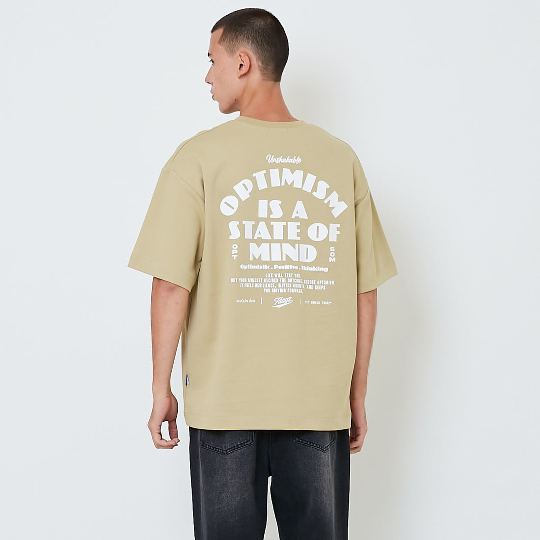 Men Printed Oversized Tee - Olive - SM2602027C