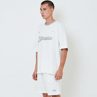 Men Embroidery Oversized Waffle Knit Top - Off White - SM2602028A