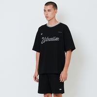 Men Embroidery Oversized Waffle Knit Top - Black - SM2602028C