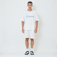 Men Waffle Knit Embroidery Shorts - Off White - SM2602029A