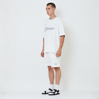 Men Waffle Knit Embroidery Shorts - Off White - SM2602029A