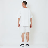 Men Waffle Knit Embroidery Shorts - Off White - SM2602029A