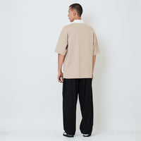 Men Wide Leg Long Pleated Pants - Black - SM2602080A