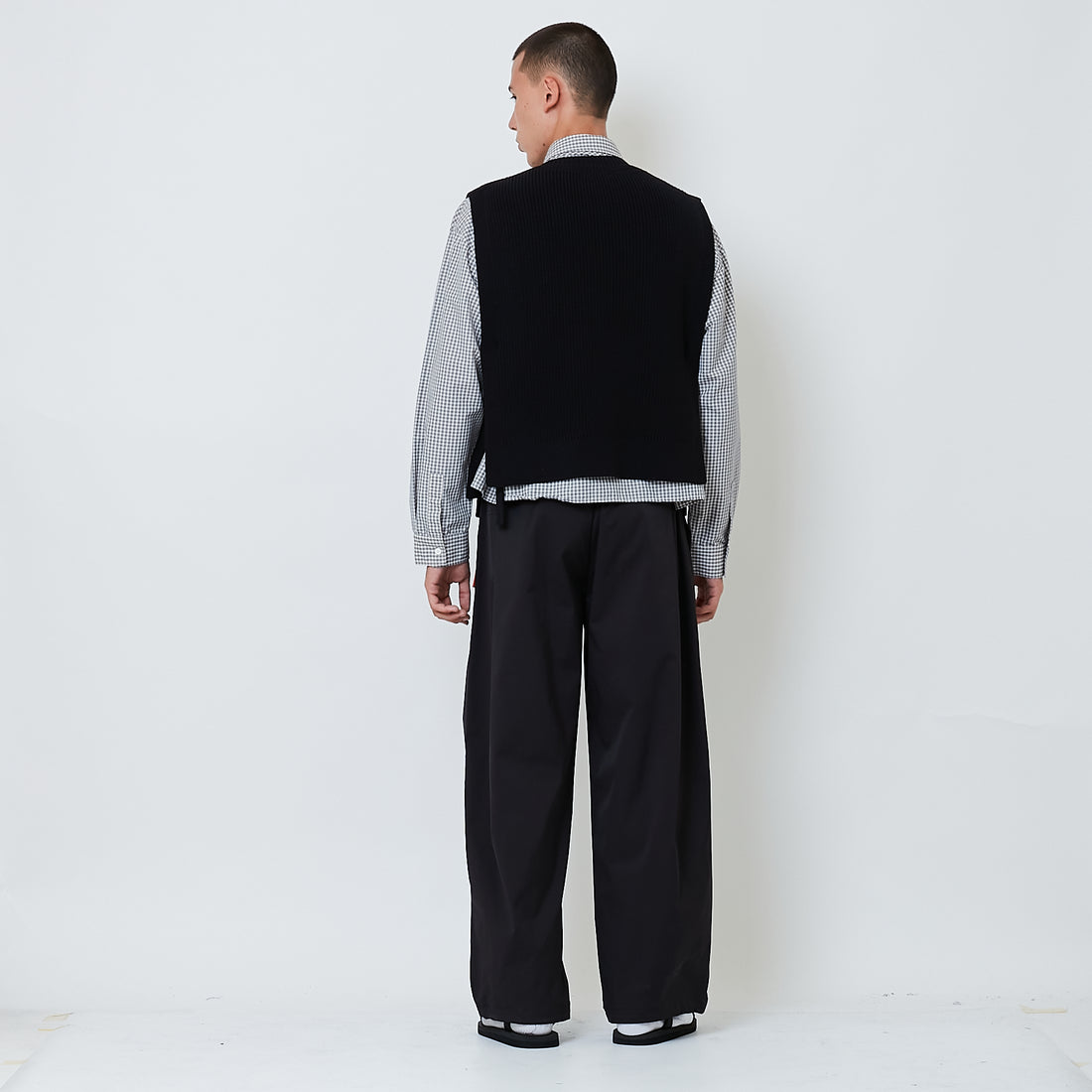 Men Wide Leg Long Pleated Pants - Metal - SM2602080B