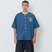 Men Embroidery Baseball Shirt - Blue - SM2603030A