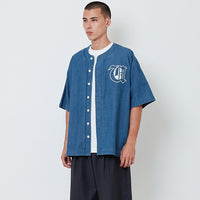 Men Embroidery Baseball Shirt - Blue - SM2603030A