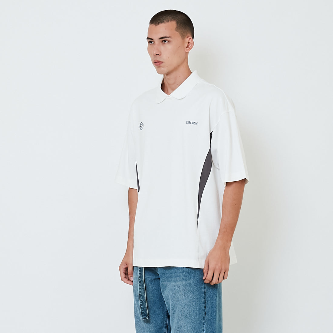 Men Printed Oversized Polo Tee - Off White - SM2603032A
