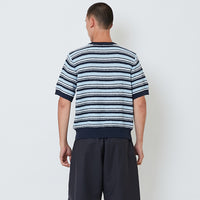 Men Oversized Stripe Sweater - Light Blue - SM2603034A