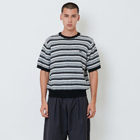 Men Oversized Stripe Sweater - Light Grey - SM2603034B