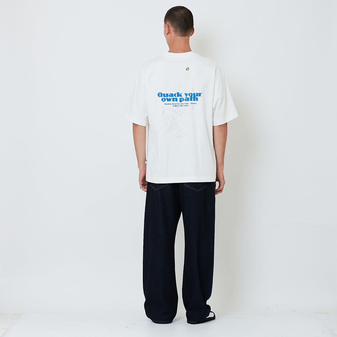 Men Barrel Leg Long Jeans - Dark Blue - SM2603036B