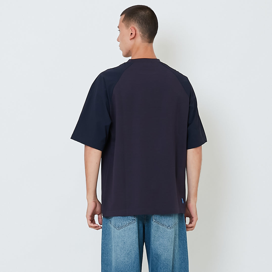 Men Hybird Oversized Tee - Navy - SM2603037B