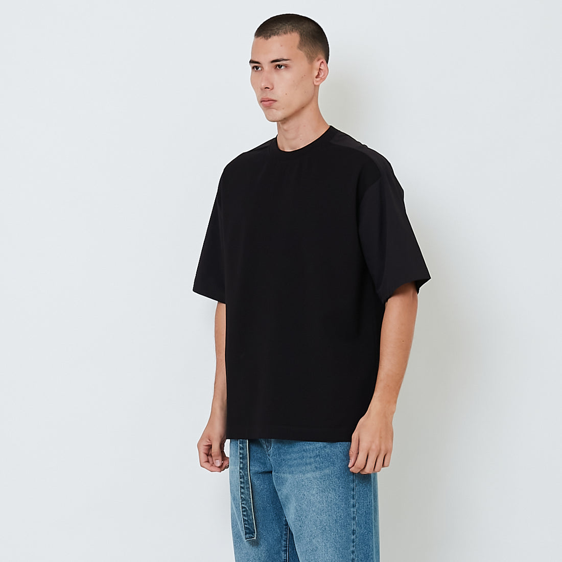 Men Hybird Oversized Tee - Black - SM2603037C