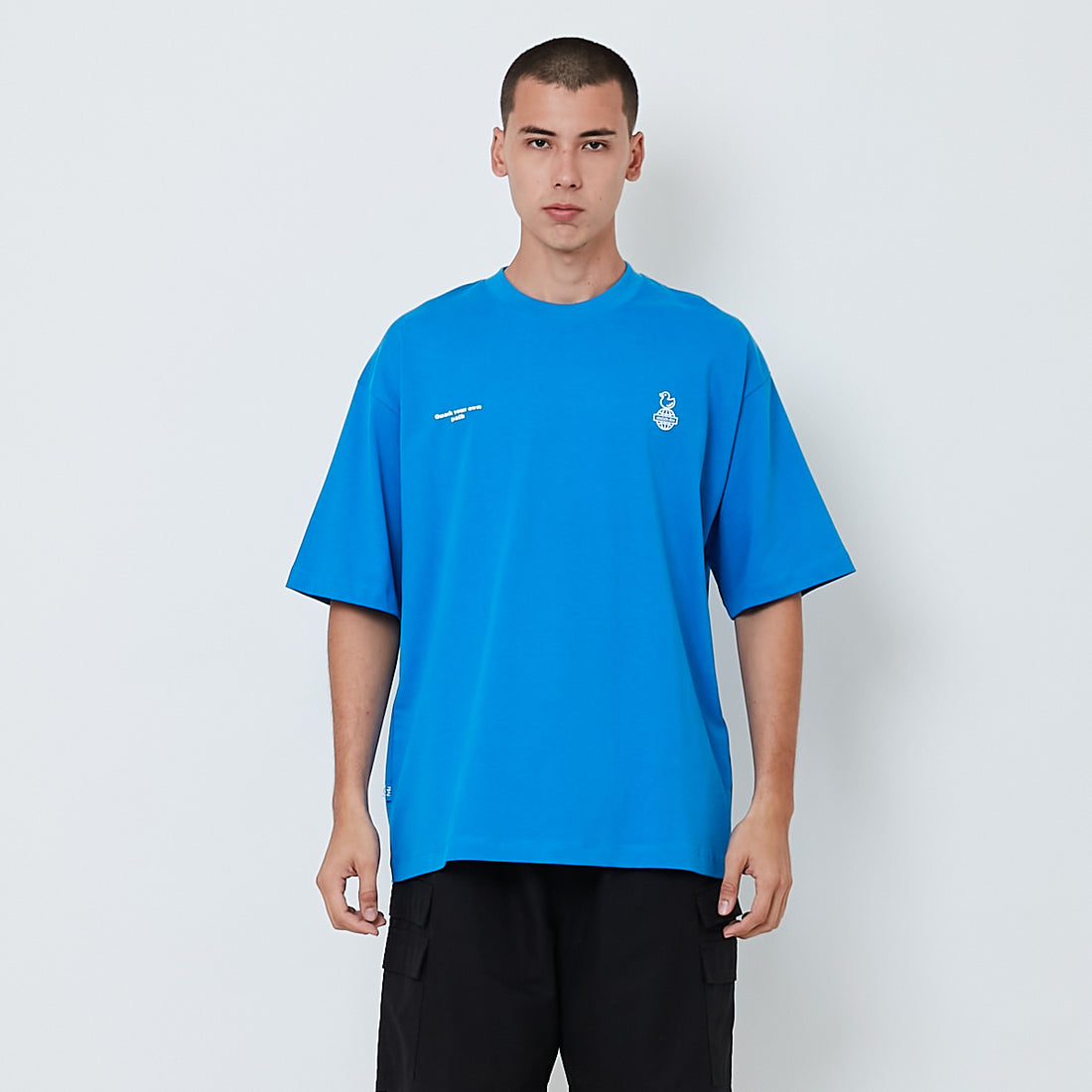 Men Printed Oversized Tee - Blue - SM2603038B