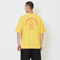 Men Printed Oversized Tee - Yolk - SM2603038C