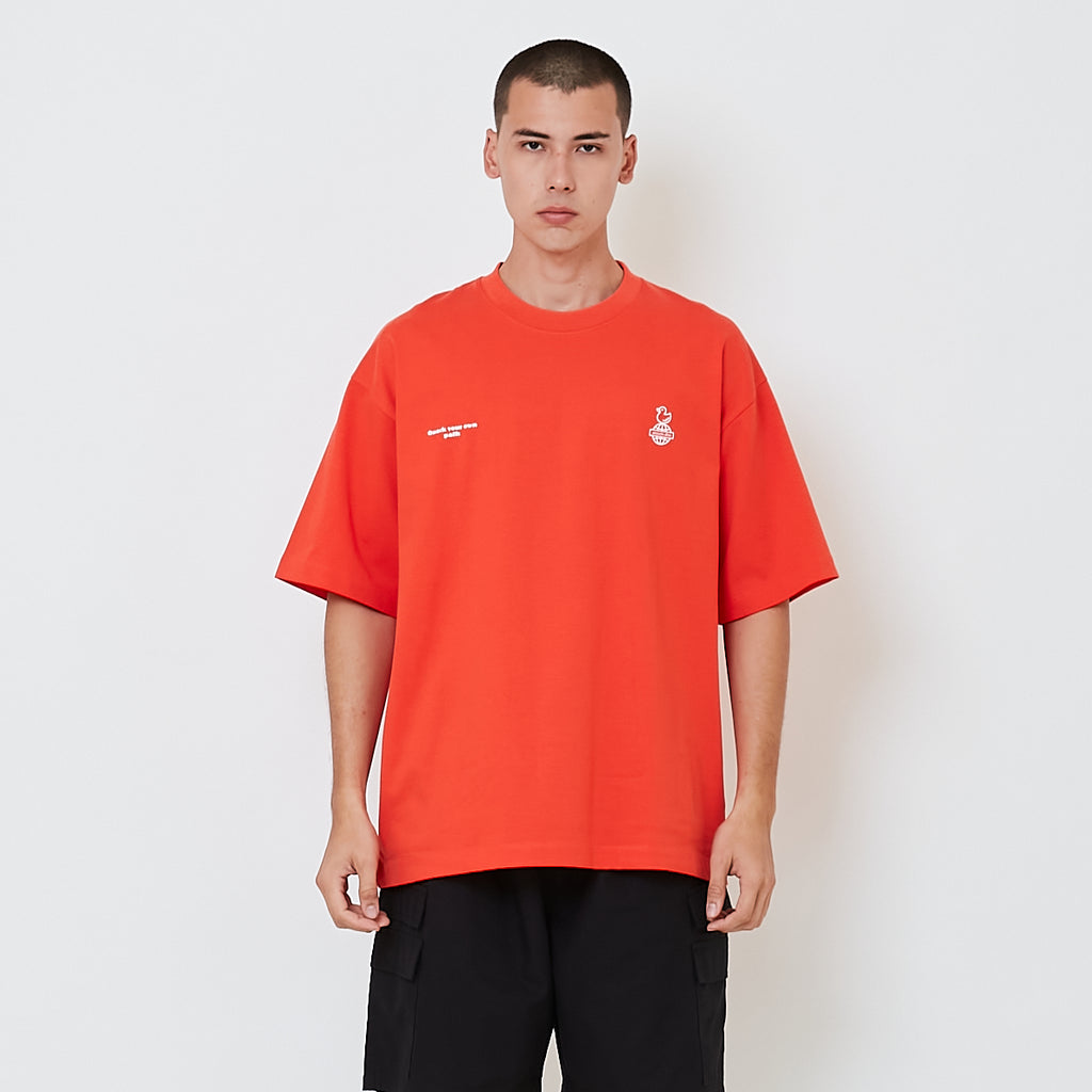 Men Printed Oversized Tee - Dark Orange - SM2603038D