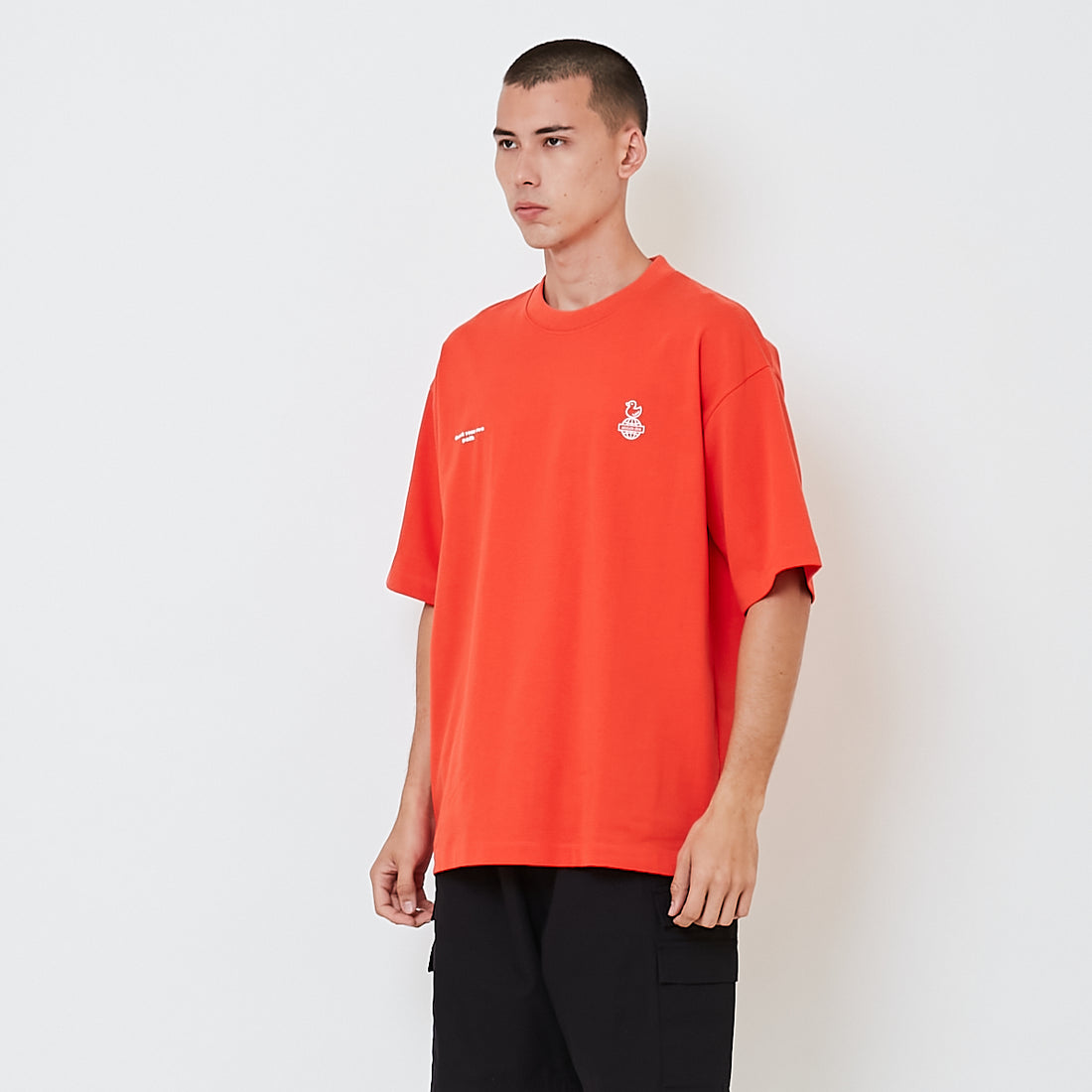 Men Printed Oversized Tee - Dark Orange - SM2603038D