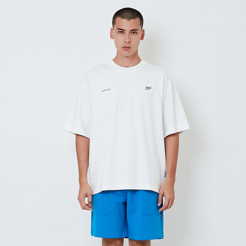 Men Embroidery Oversized Tee - Off White - SM2603040A