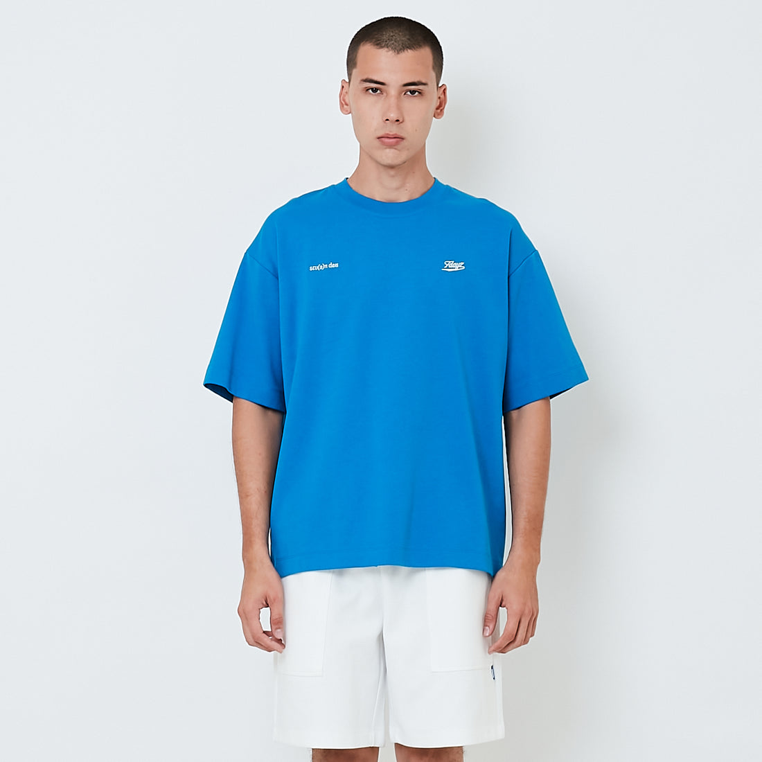 Men Embroidery Oversized Tee - Blue - SM2603040B