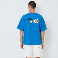 Men Embroidery Oversized Tee - Blue - SM2603040B