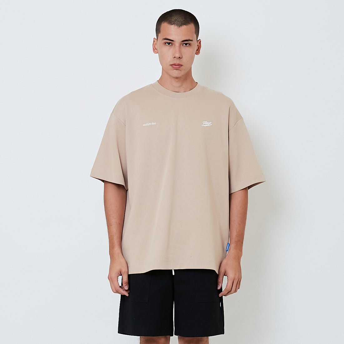 Men Embroidery Oversized Tee - Beige - SM2603040C