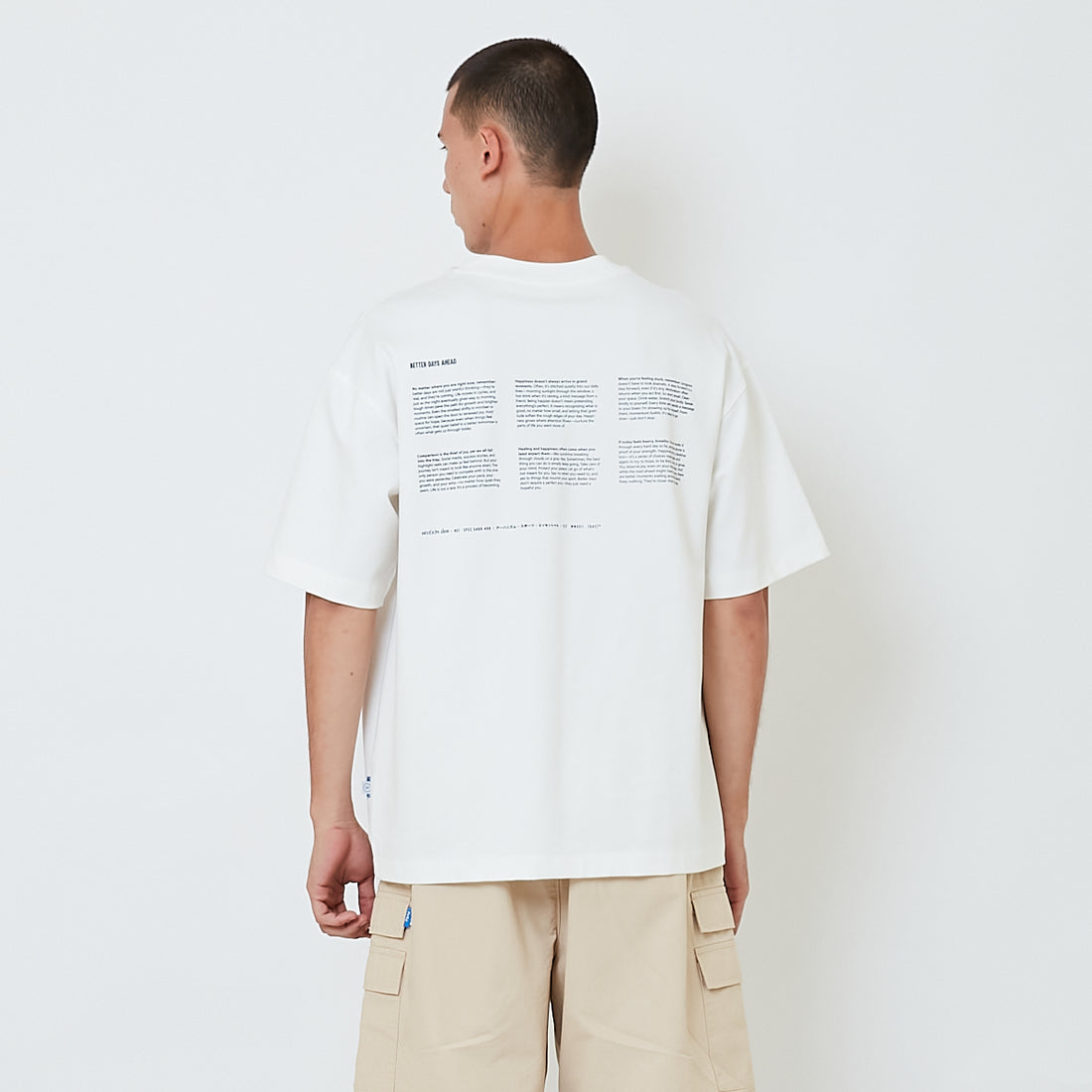 Men Printed Oversized Tee - Off White - SM2603041A