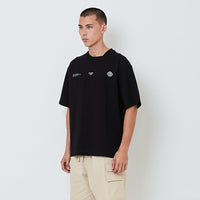 Men Printed Oversized Tee - Black - SM2603041B