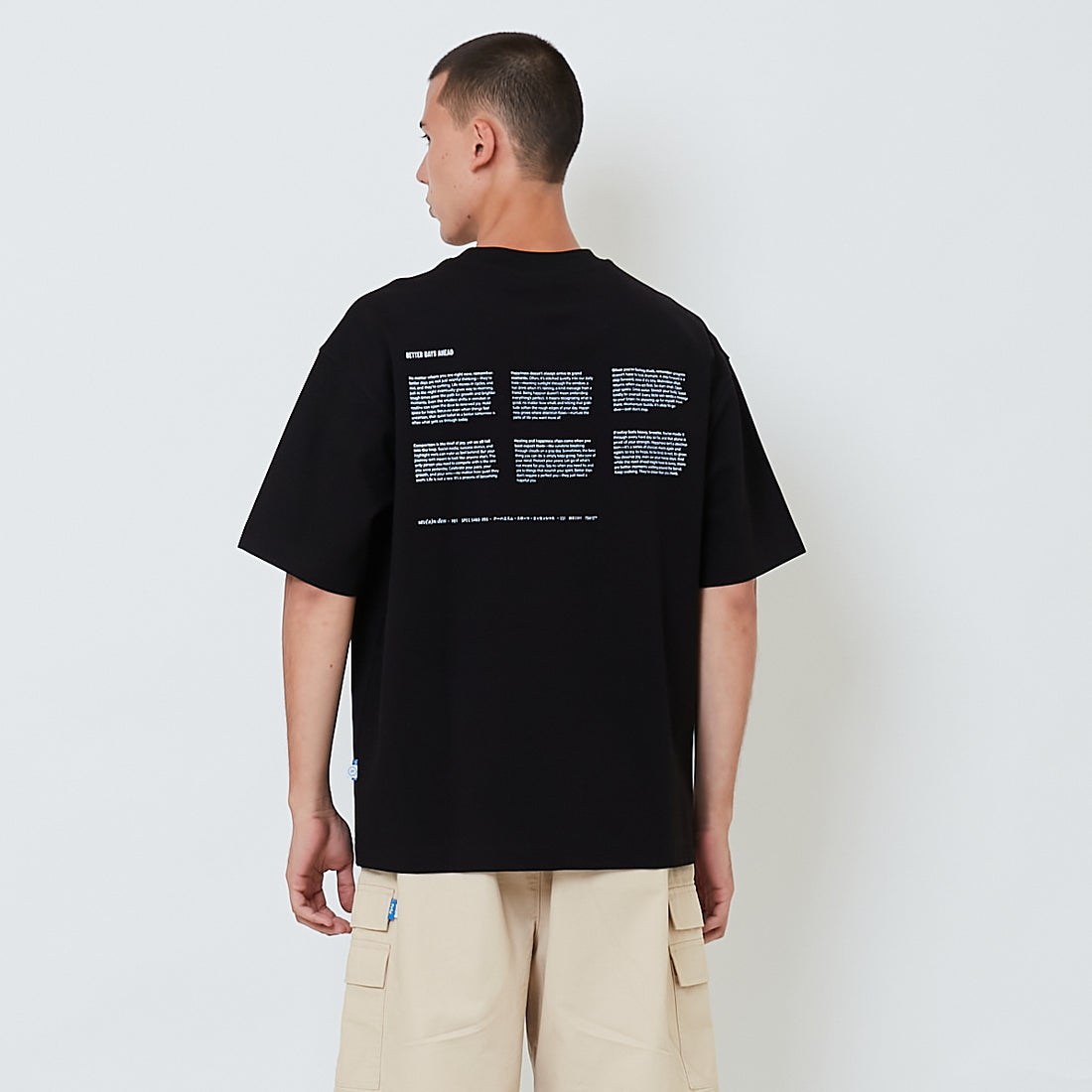Men Printed Oversized Tee - Black - SM2603041B