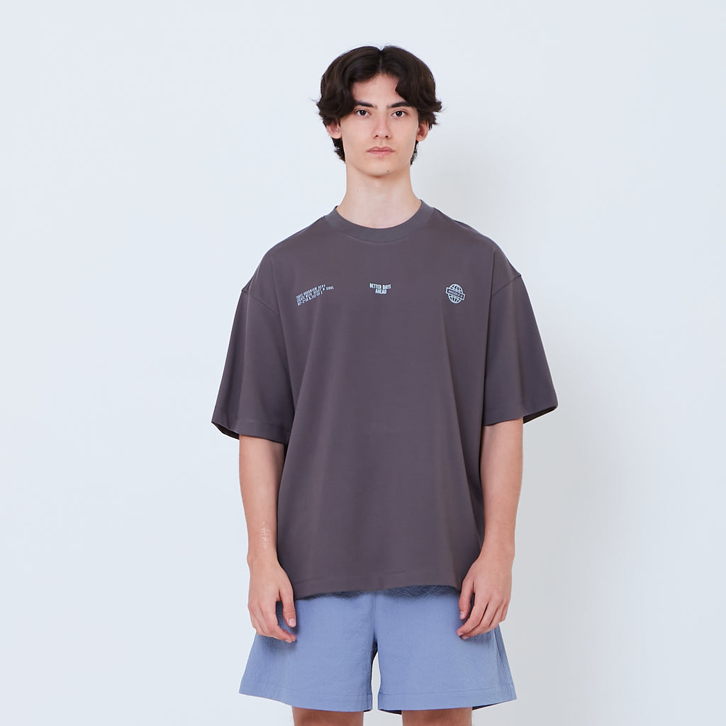 Men Printed Oversized Tee - Metal - SM2603041E