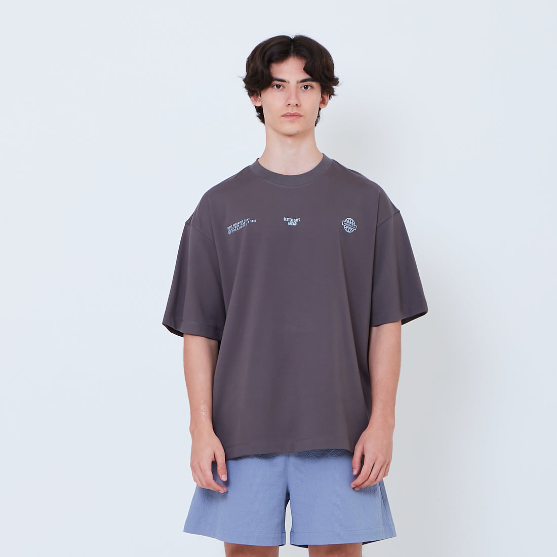 Men Printed Oversized Tee - Metal - SM2603041E