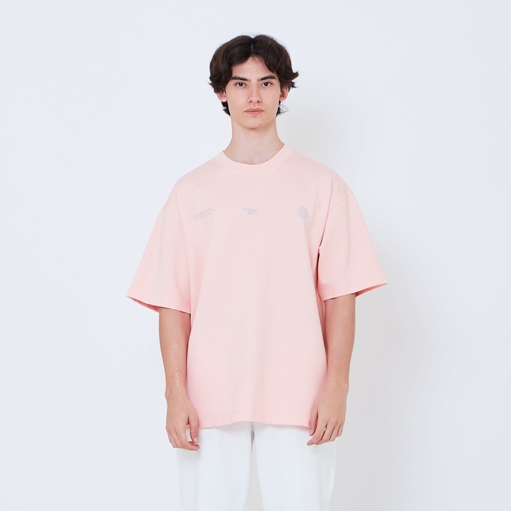 Men Printed Oversized Tee - Salmon - SM2603041F