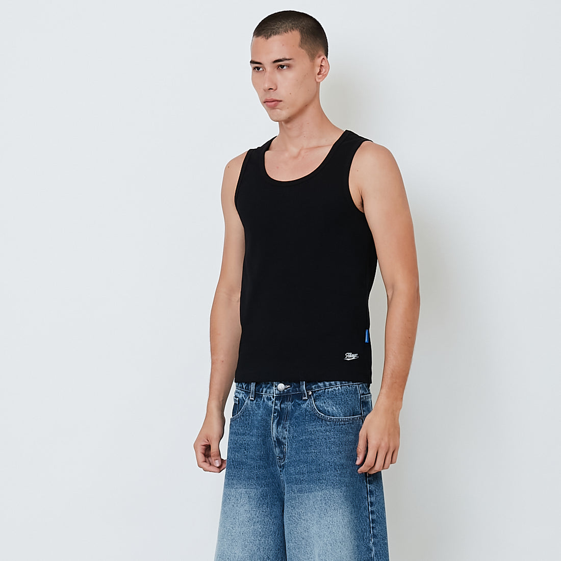 Men Ribbed Tank Top - Black - SM2603061B