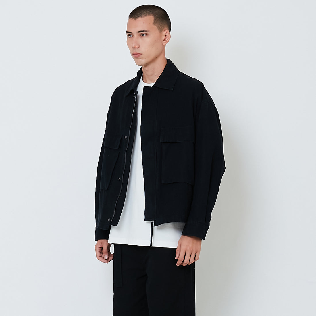 Men Oversized Jacket - Black - SM2603065A