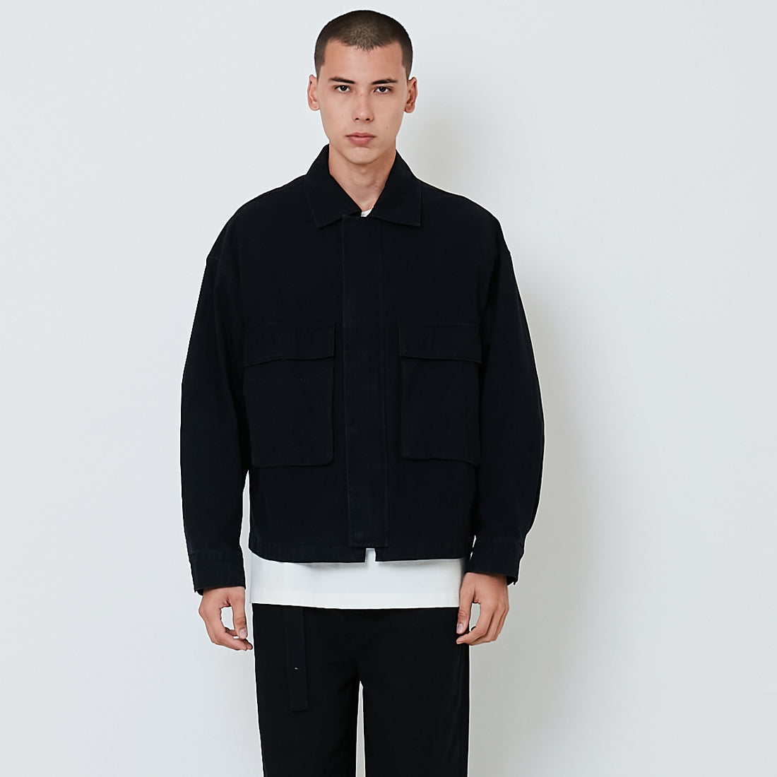Men Oversized Jacket - Black - SM2603065A